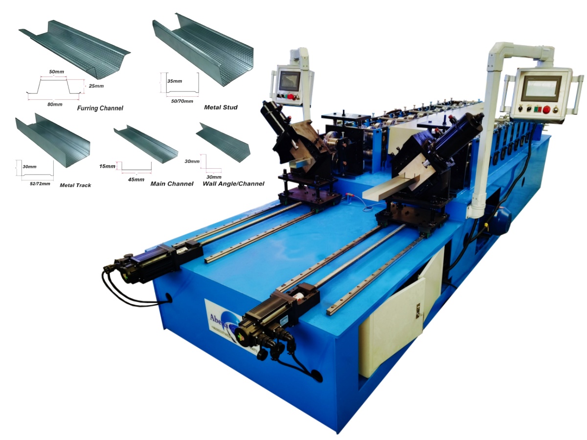 Double line metal stud and track roll forming machine/ceiling and partition wall light gauge steel profiles making machine